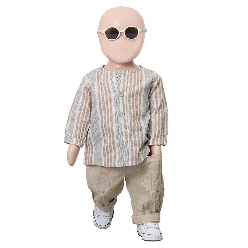 1  In The Family Baby And Child Enric Shirt Petroleum Grey Stripes