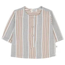 1  In The Family Baby And Child Enric Shirt Petroleum Grey Stripes