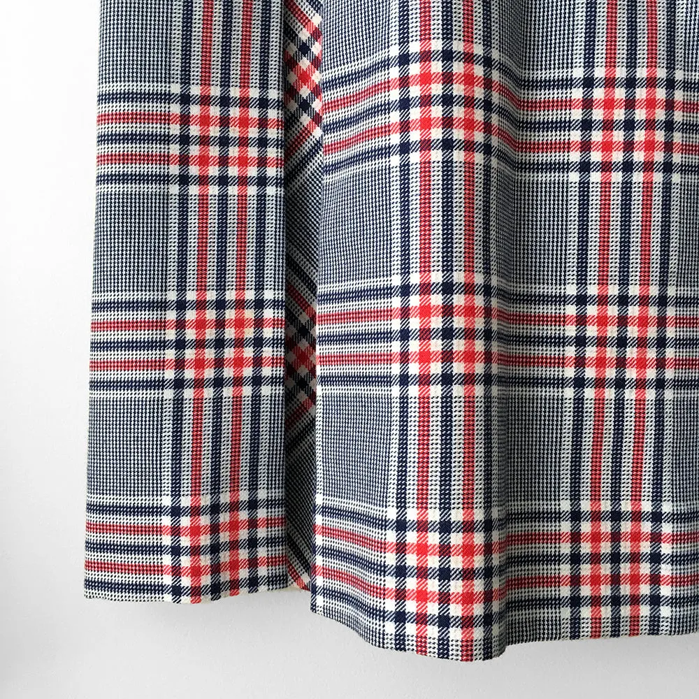 1960s Plaid Pleated A-Line Inverted Pleat Skirt and Jacket Set