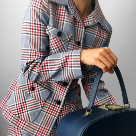 1960s Plaid Pleated A-Line Inverted Pleat Skirt and Jacket Set