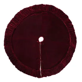 60" Plush Wine Velvet Tree Skirt with 6" Border and Tie Closure