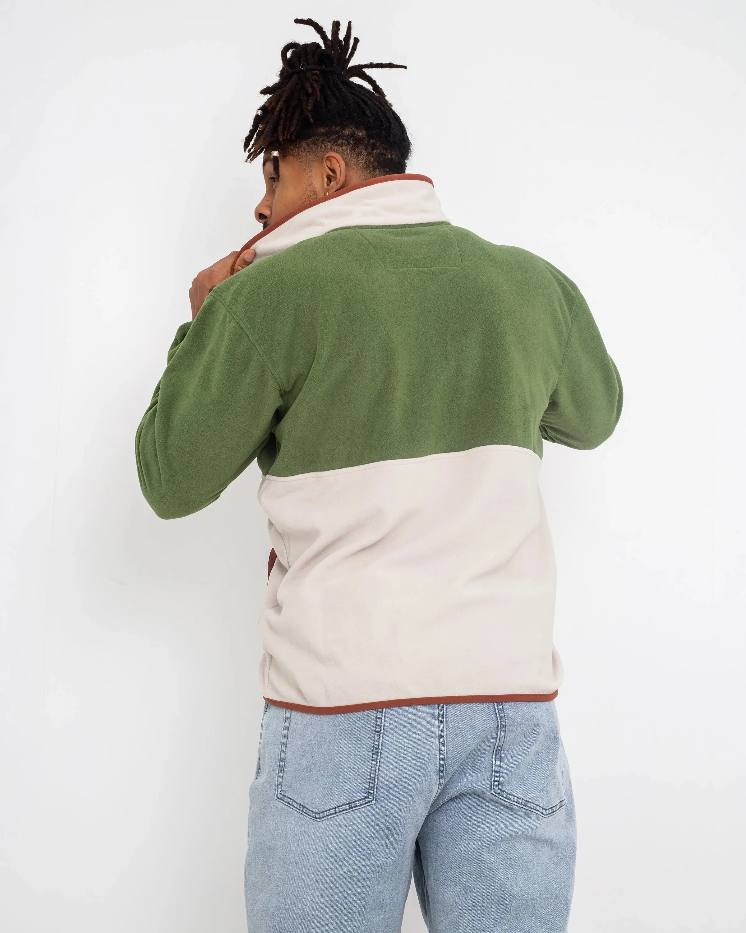 Back Bowl Lightweight Zip Fleece Jacket in Canteen, Dark Stone & Auburn