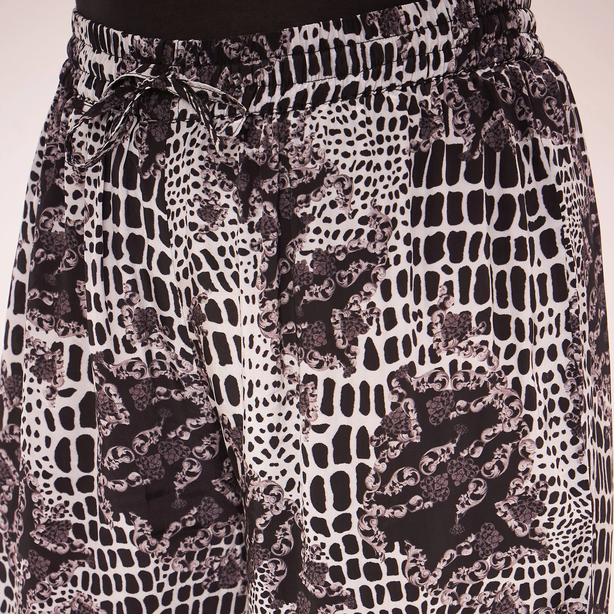 Black and White Baroque Animal Print Palazzo
