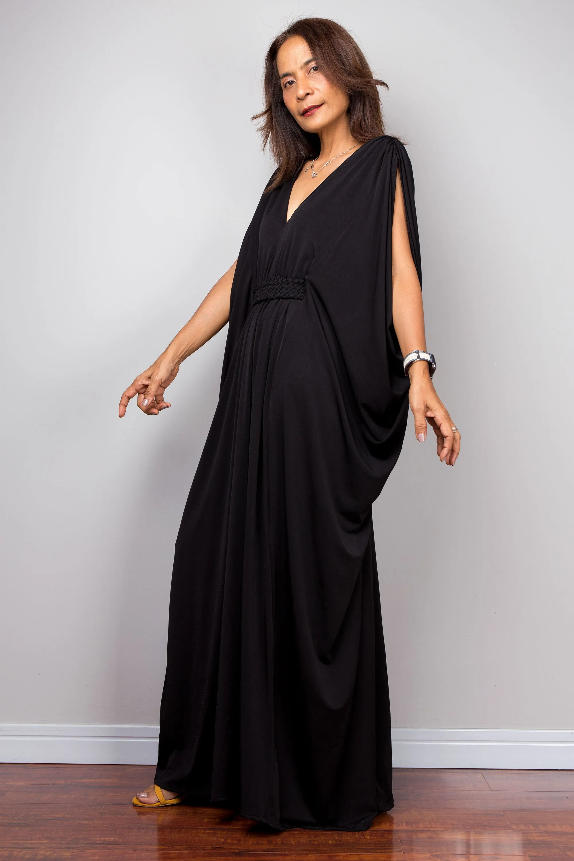 Black kaftan maxi dress