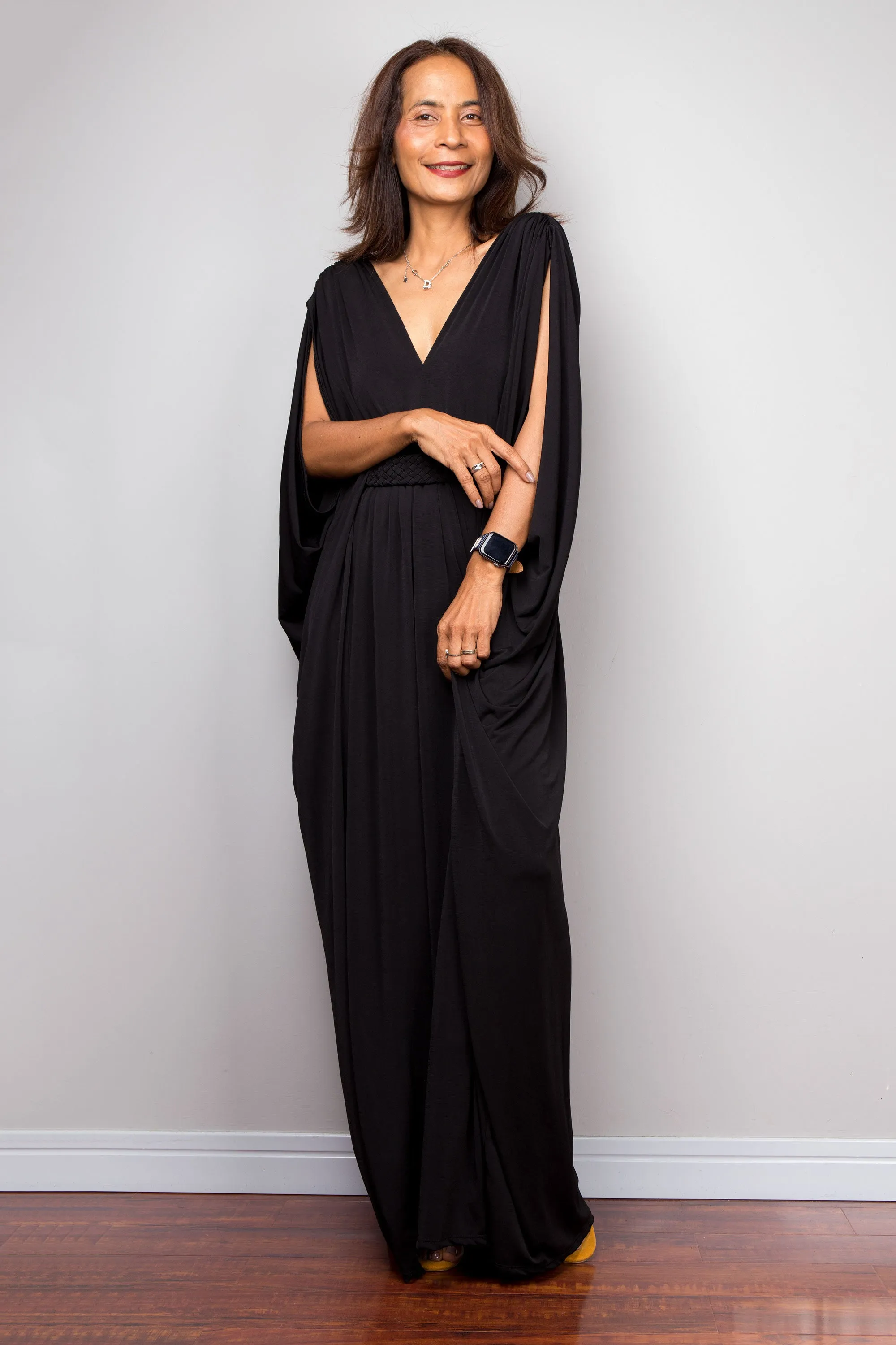 Black kaftan maxi dress