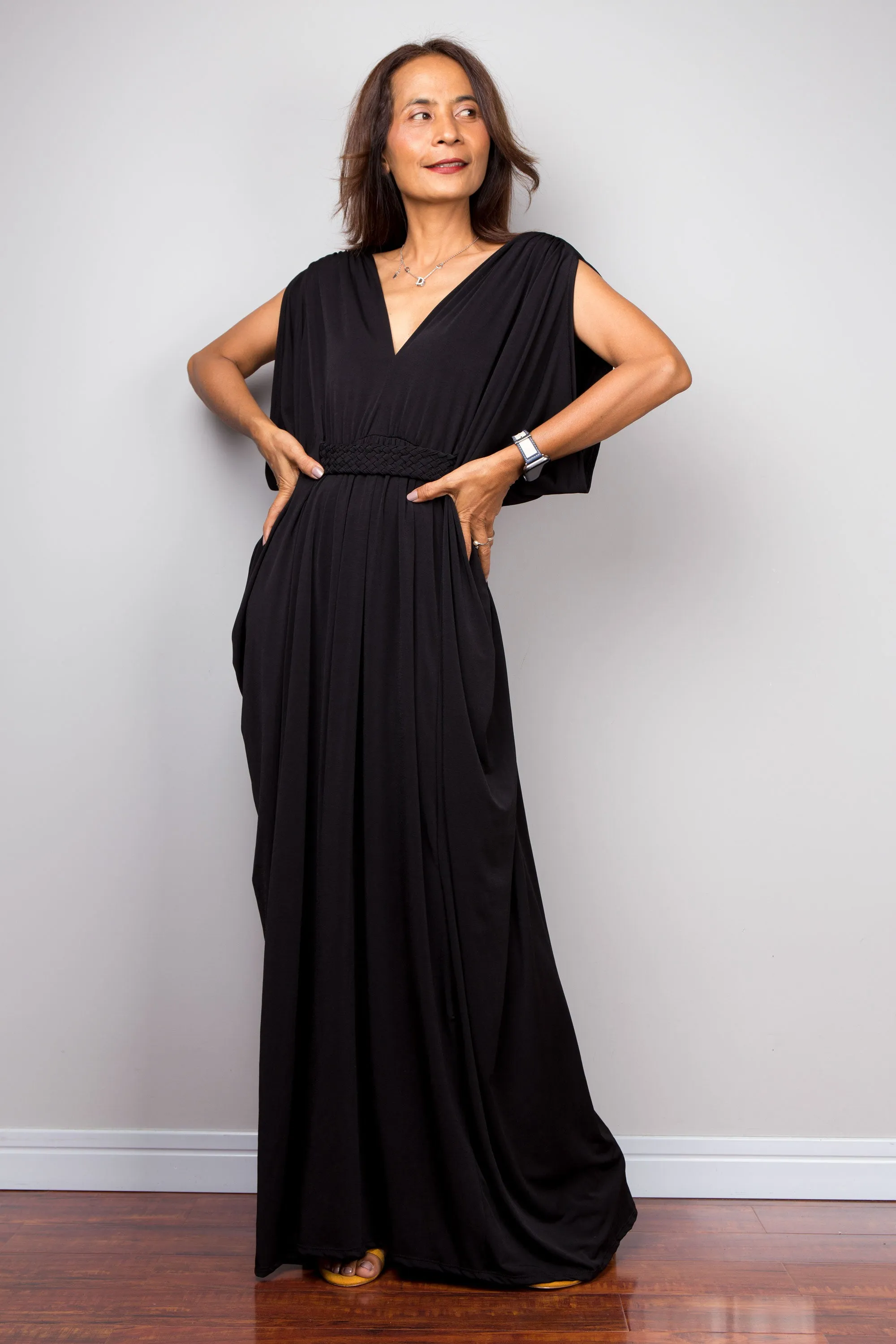 Black kaftan maxi dress