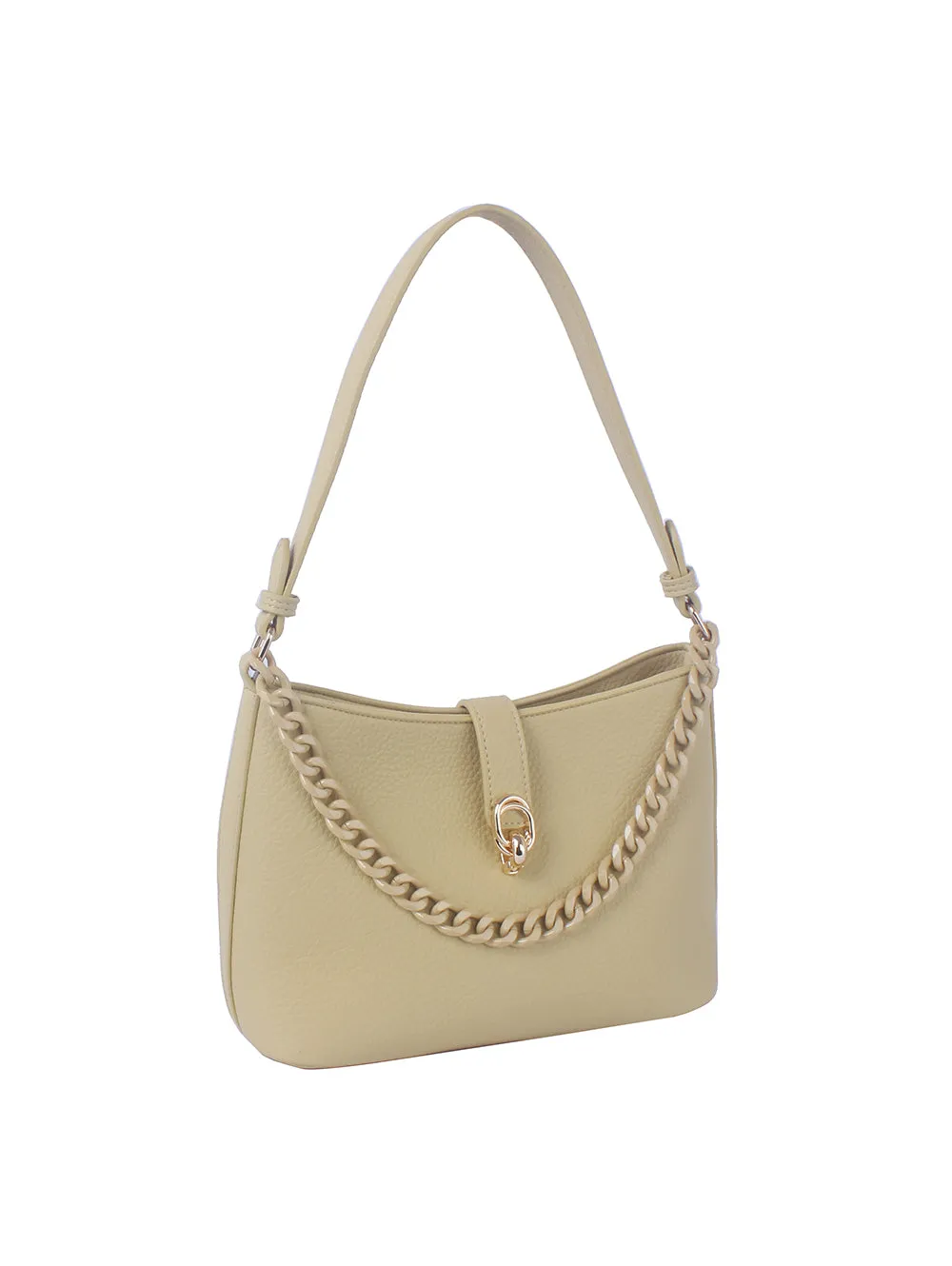 Chain Accented Hobo Handbag by hfstylish
