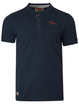 Chartham 2 Button Henley T-Shirt in Midnight Blue - Tokyo Laundry
