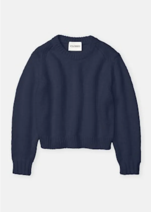 Cropped Crewneck Sweater - Dark Night
