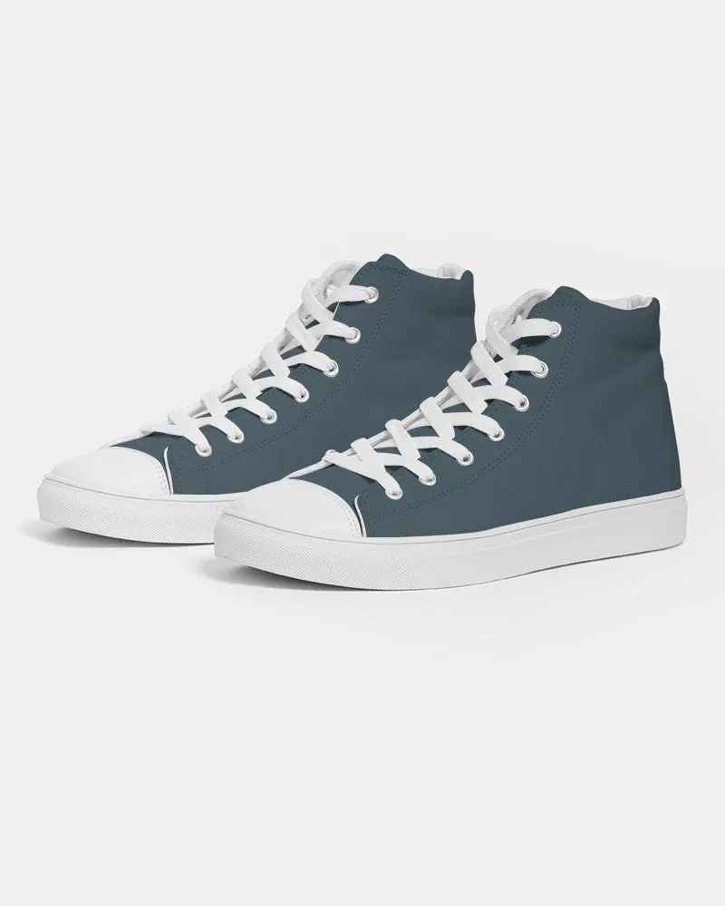 Dark Cyan Men's High-top Canvas Sneakers | Men's | Dark Pale Pastel Cyan | C30M0Y0K80