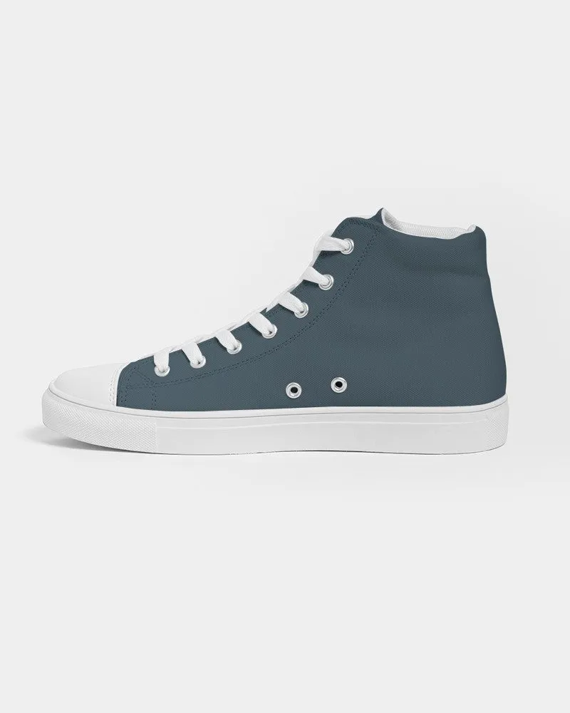 Dark Cyan Men's High-top Canvas Sneakers | Men's | Dark Pale Pastel Cyan | C30M0Y0K80
