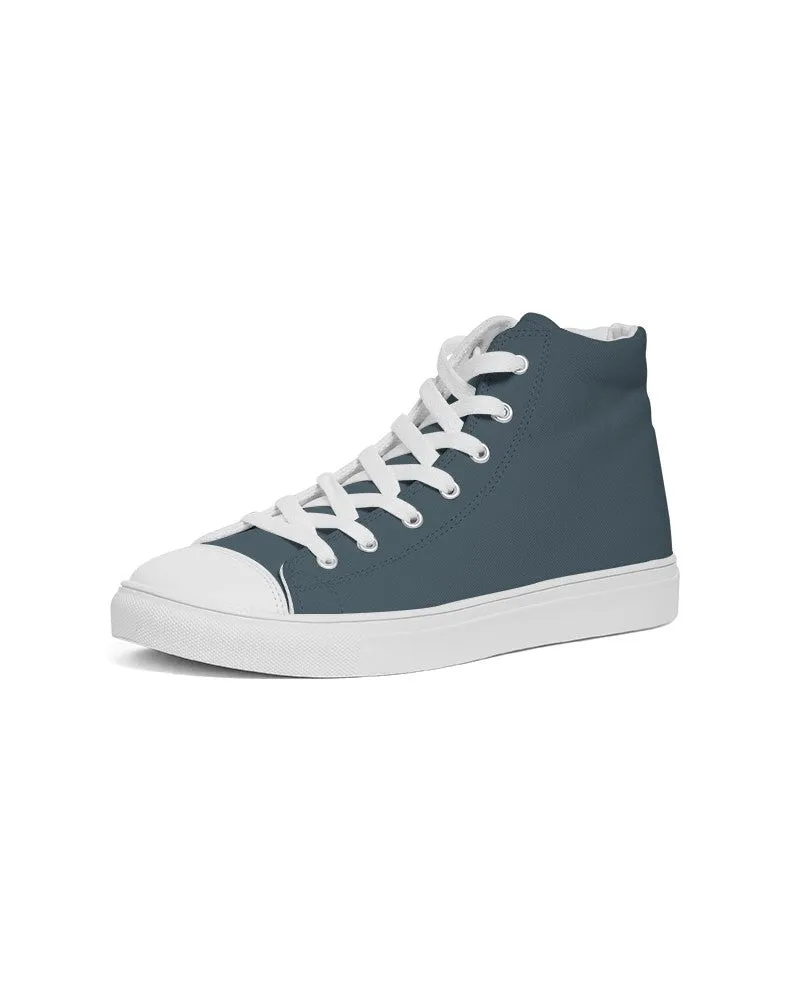 Dark Cyan Men's High-top Canvas Sneakers | Men's | Dark Pale Pastel Cyan | C30M0Y0K80