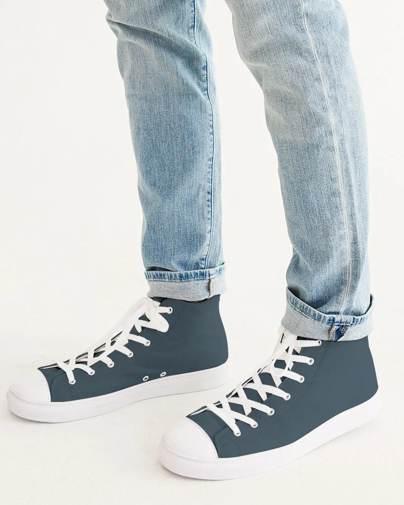 Dark Cyan Men's High-top Canvas Sneakers | Men's | Dark Pale Pastel Cyan | C30M0Y0K80