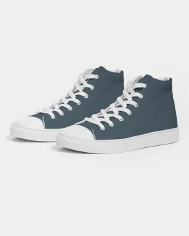 Dark Cyan Men's High-top Canvas Sneakers | Men's | Dark Pale Pastel Cyan | C30M0Y0K80