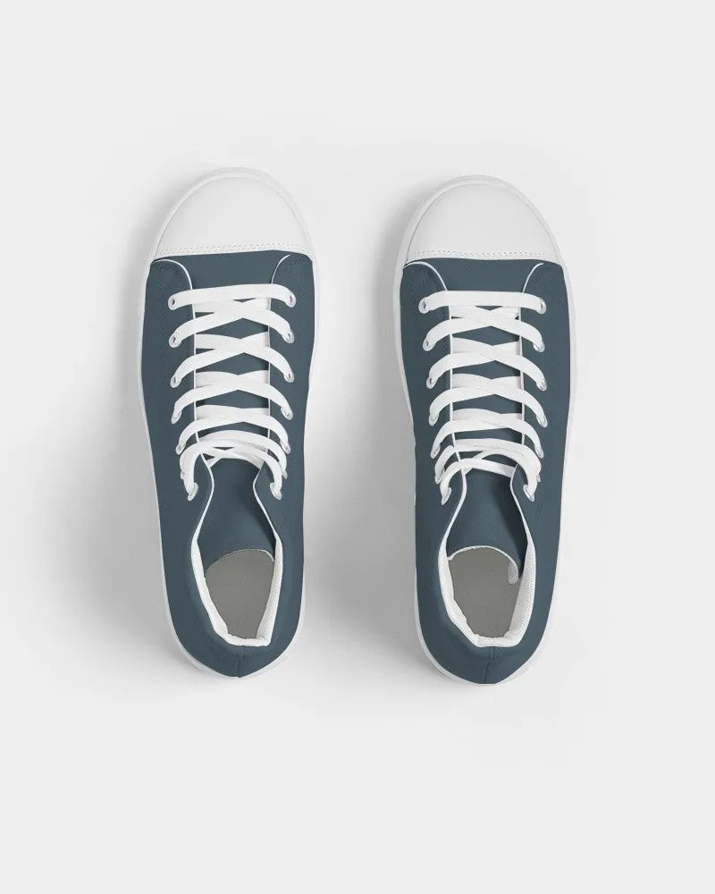 Dark Cyan Men's High-top Canvas Sneakers | Men's | Dark Pale Pastel Cyan | C30M0Y0K80