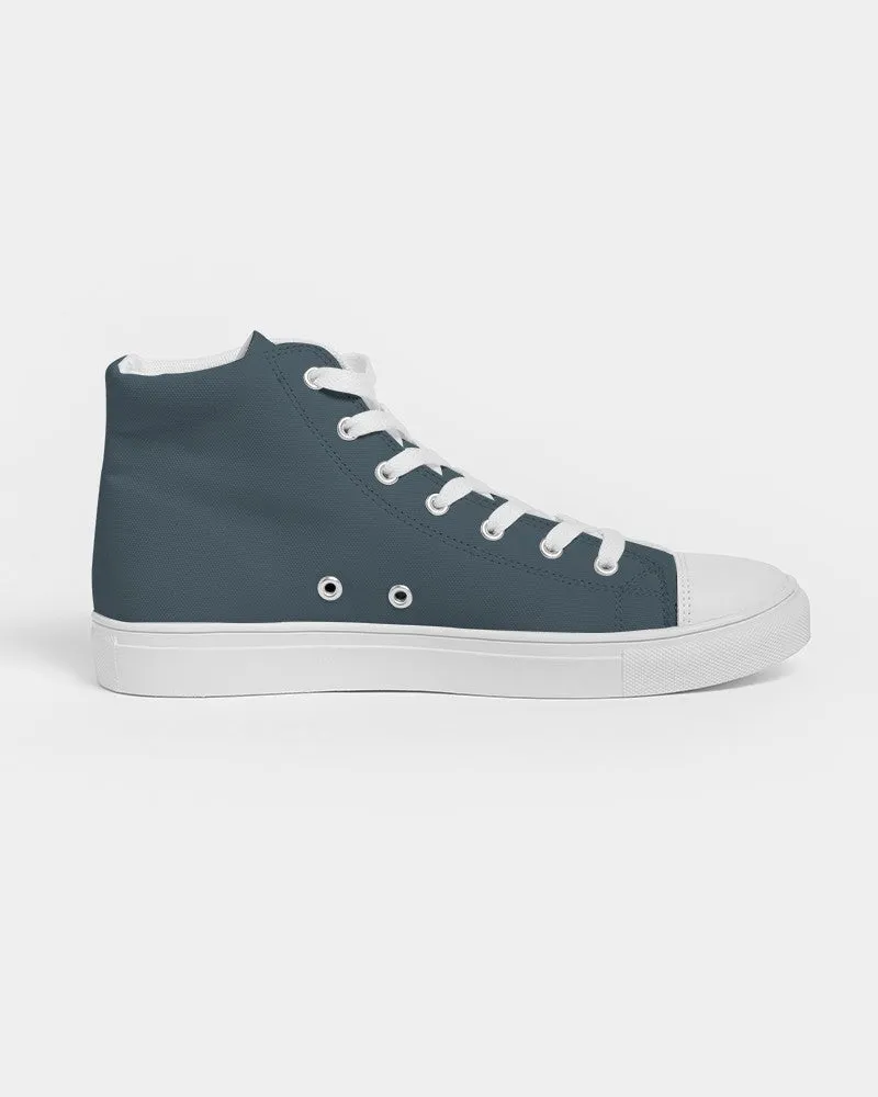 Dark Cyan Men's High-top Canvas Sneakers | Men's | Dark Pale Pastel Cyan | C30M0Y0K80
