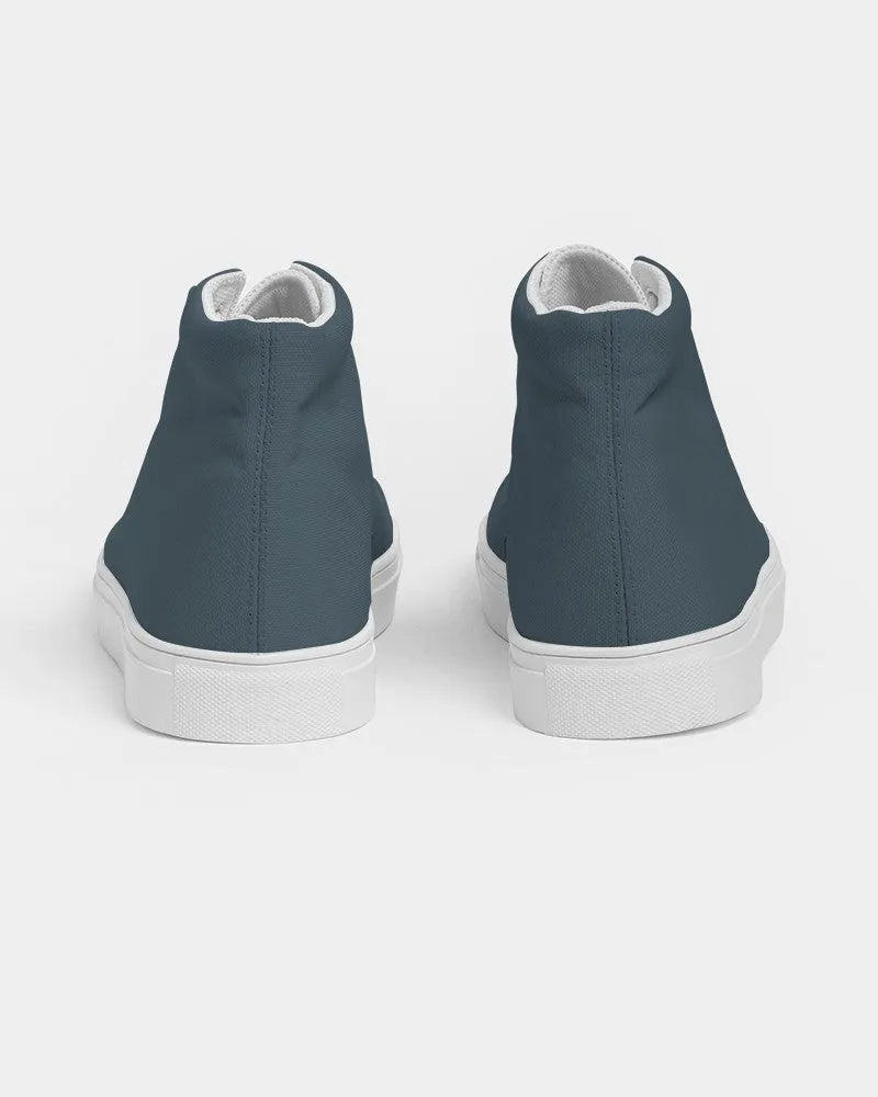 Dark Cyan Men's High-top Canvas Sneakers | Men's | Dark Pale Pastel Cyan | C30M0Y0K80