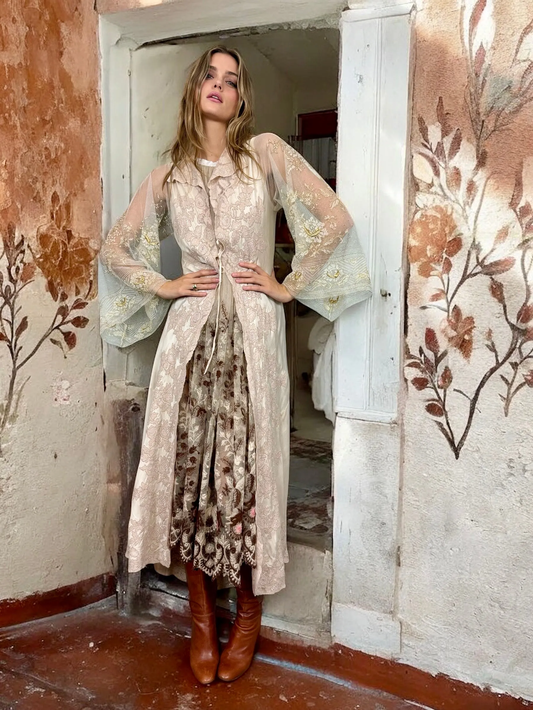 Emmanuelle, 30s silk and lace robe