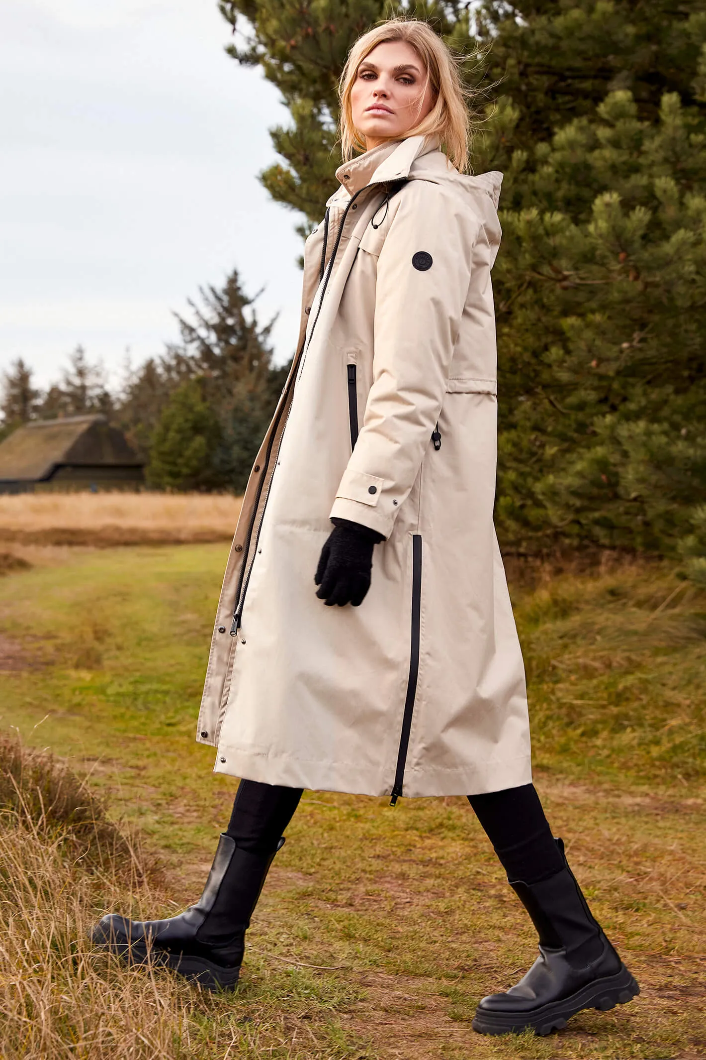 Frandsen 760-292-13 Stone Quilted Layer Long Coat Jacket