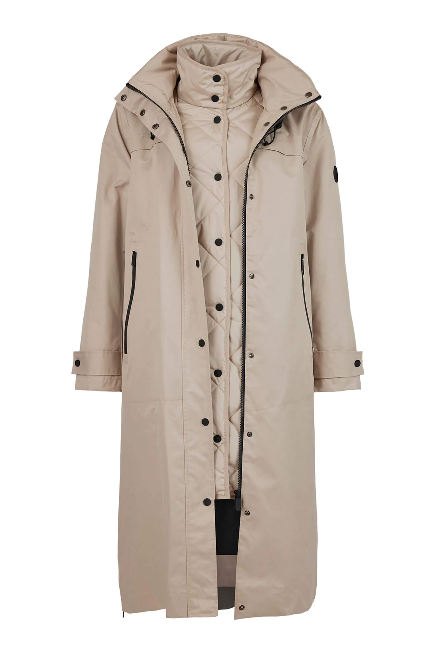 Frandsen 760-292-13 Stone Quilted Layer Long Coat Jacket