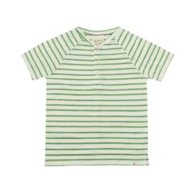 Frigat Raglan Henley Tee - Green/White Stripe by Me & Henry