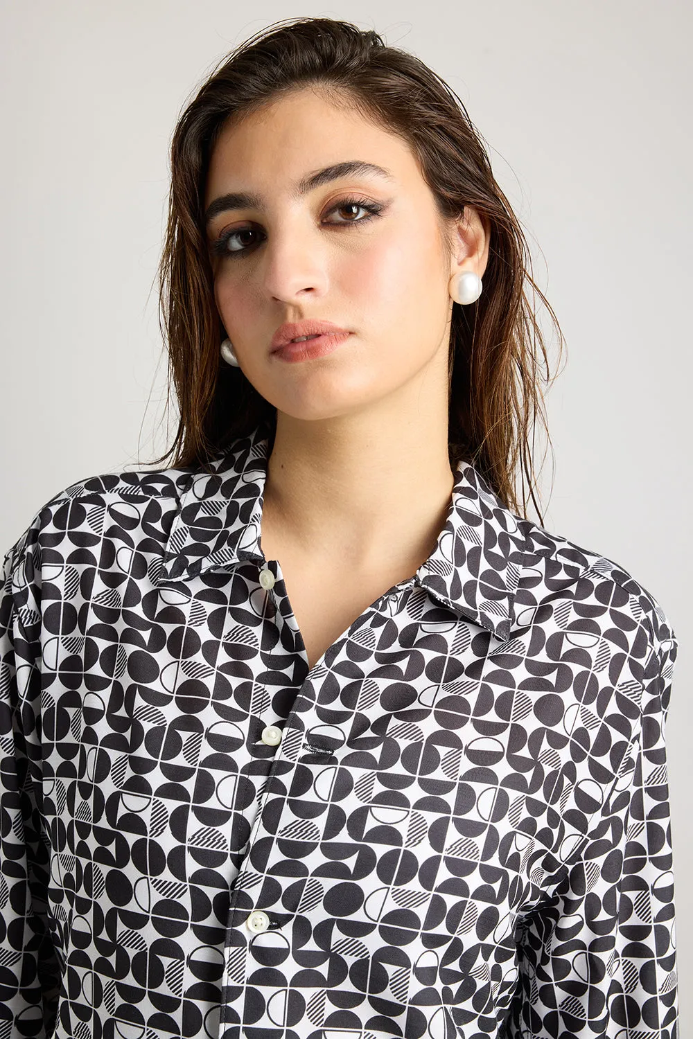 Full Sleeves Avant-Garde Printed Women's Shirt