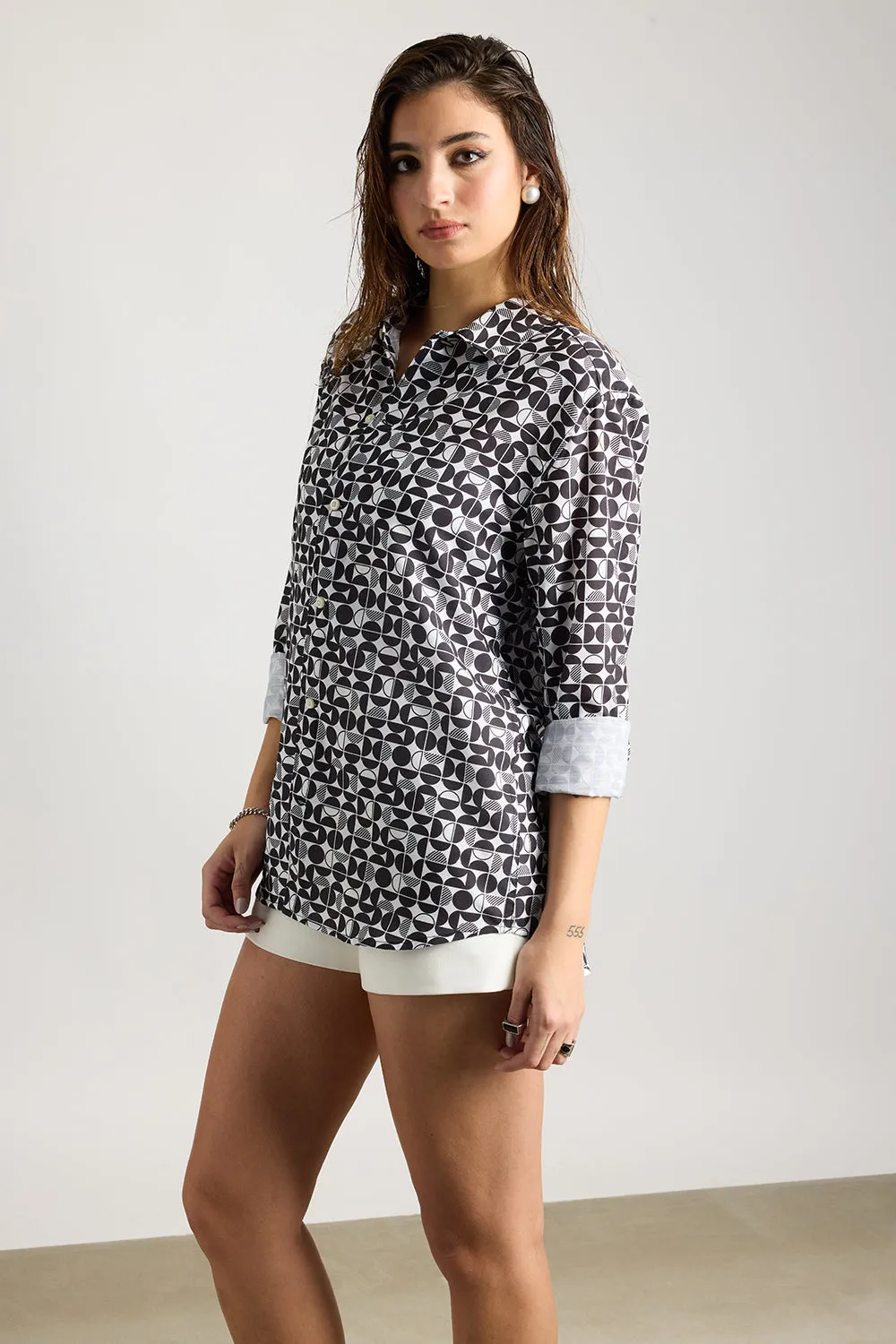 Full Sleeves Avant-Garde Printed Women's Shirt