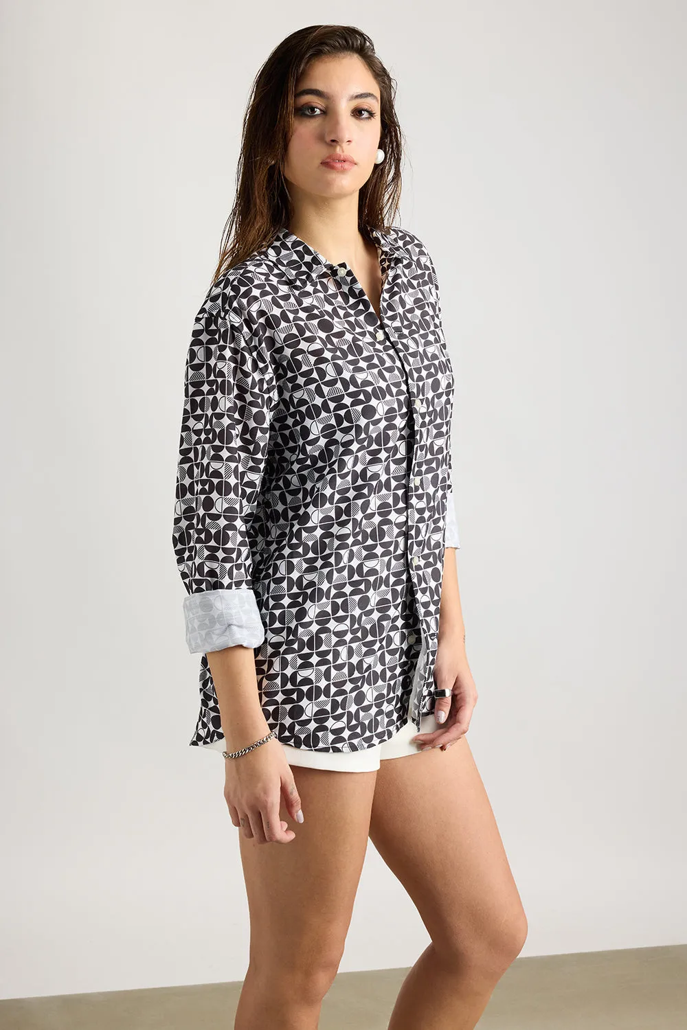 Full Sleeves Avant-Garde Printed Women's Shirt