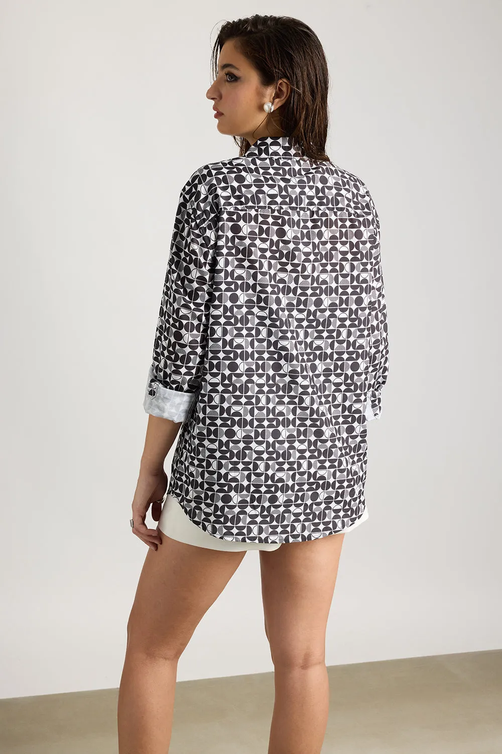 Full Sleeves Avant-Garde Printed Women's Shirt