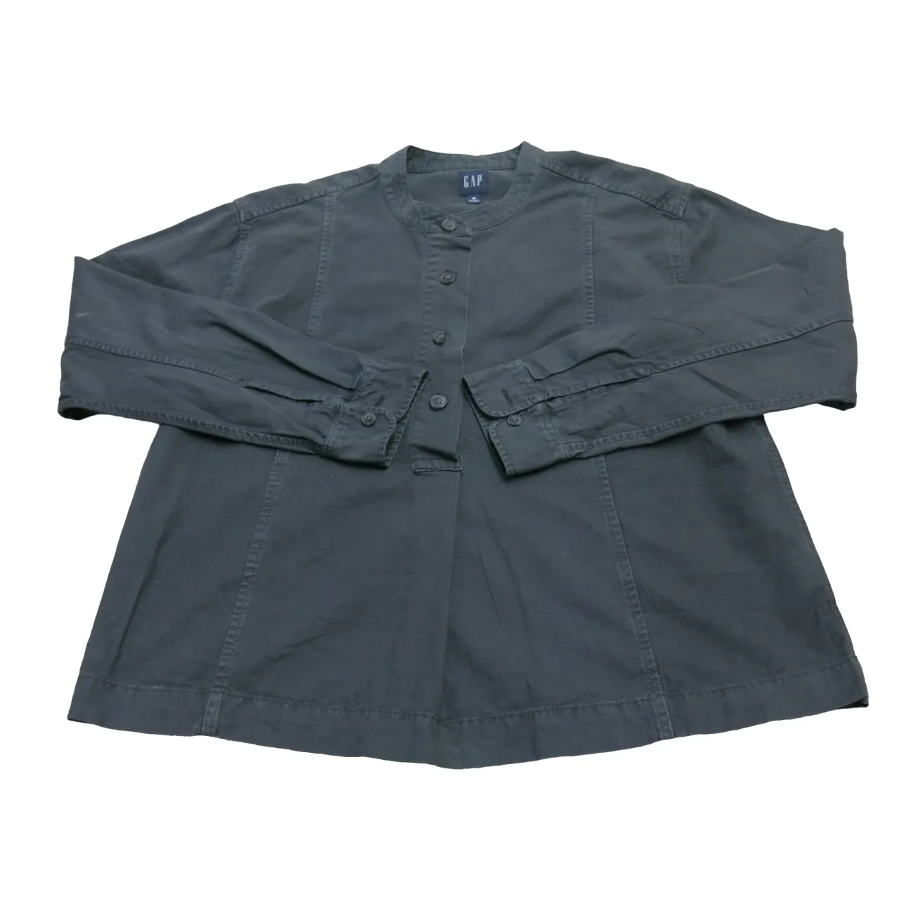 Gap Womens Henley Blouse Shirt Top Long Sleeves Solid Black Size Medium
