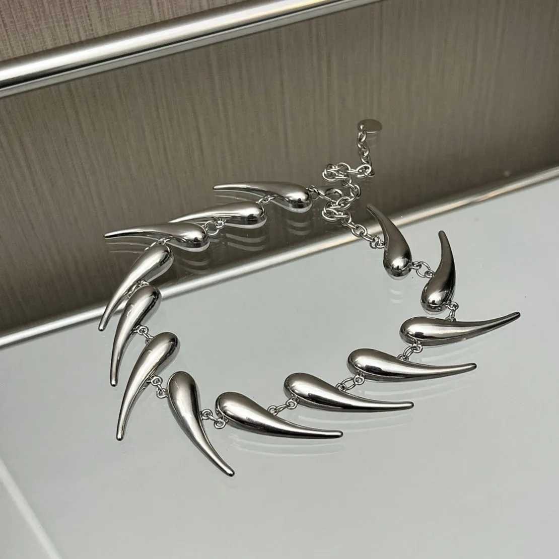Geometric Silver Thorn Irregular Metal Necklace