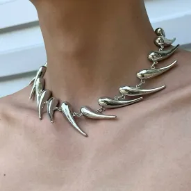 Geometric Silver Thorn Irregular Metal Necklace
