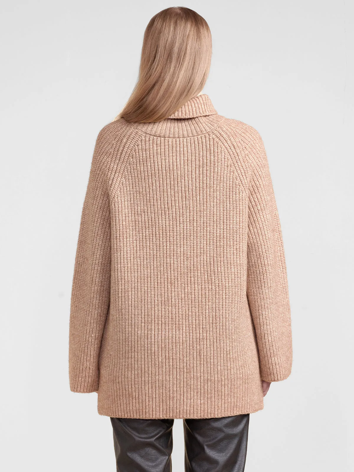 High-Neck Loose Fit Rib Sweater
