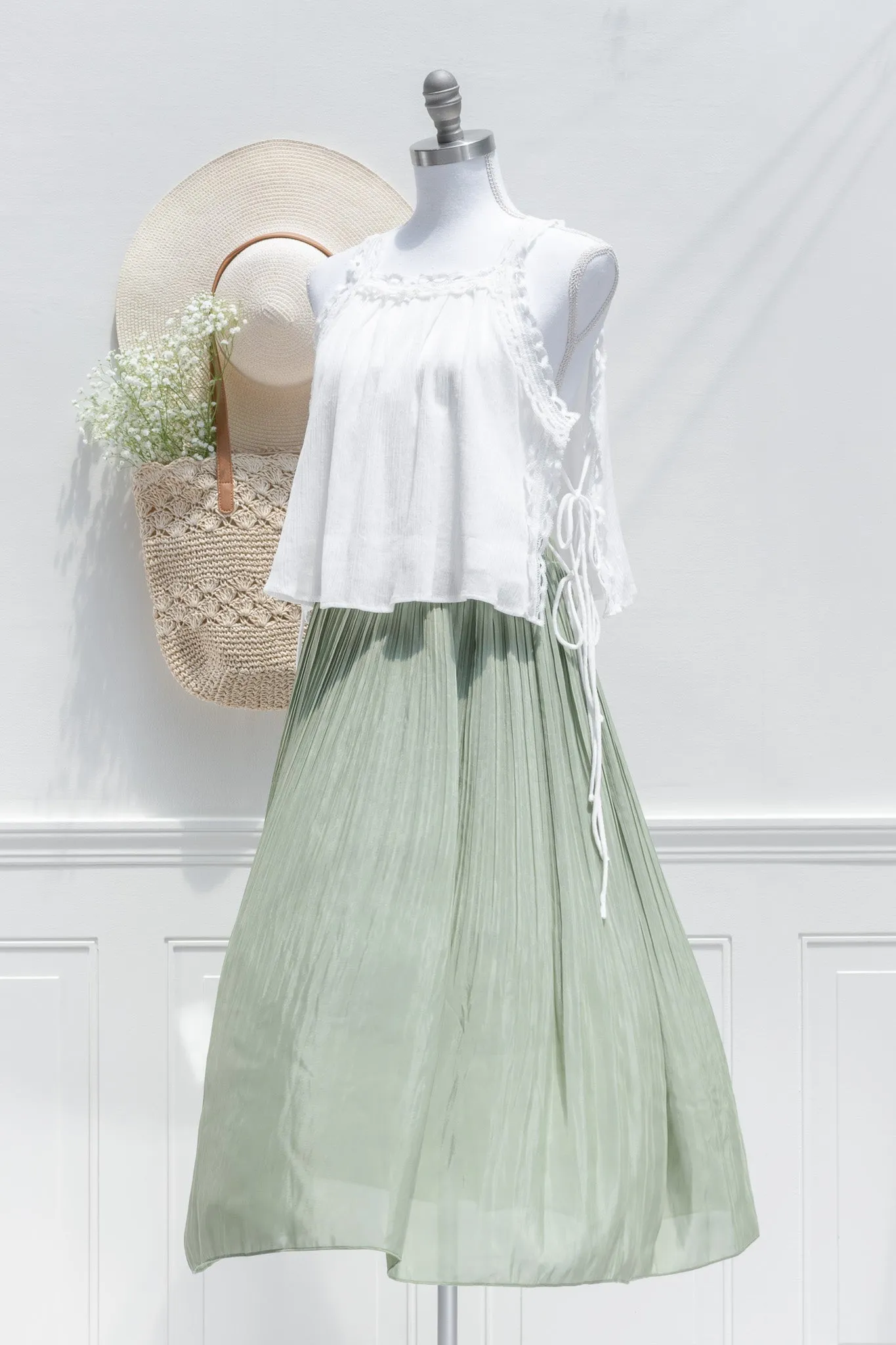 Isabella Chiffon Midi Skirt - Sage Green