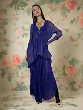 Jude, 30s chiffon purple pleated dress