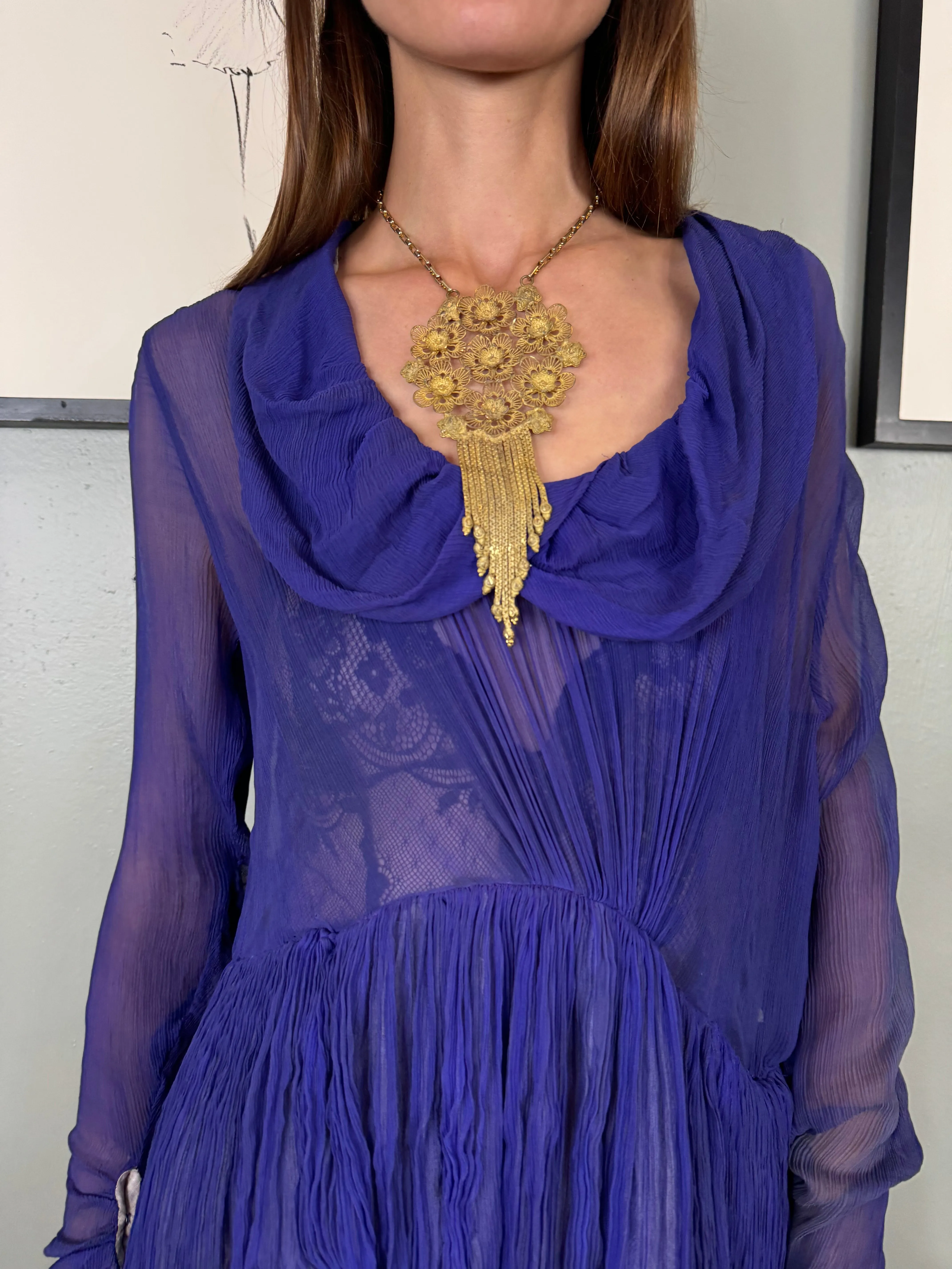 Jude, 30s chiffon purple pleated dress