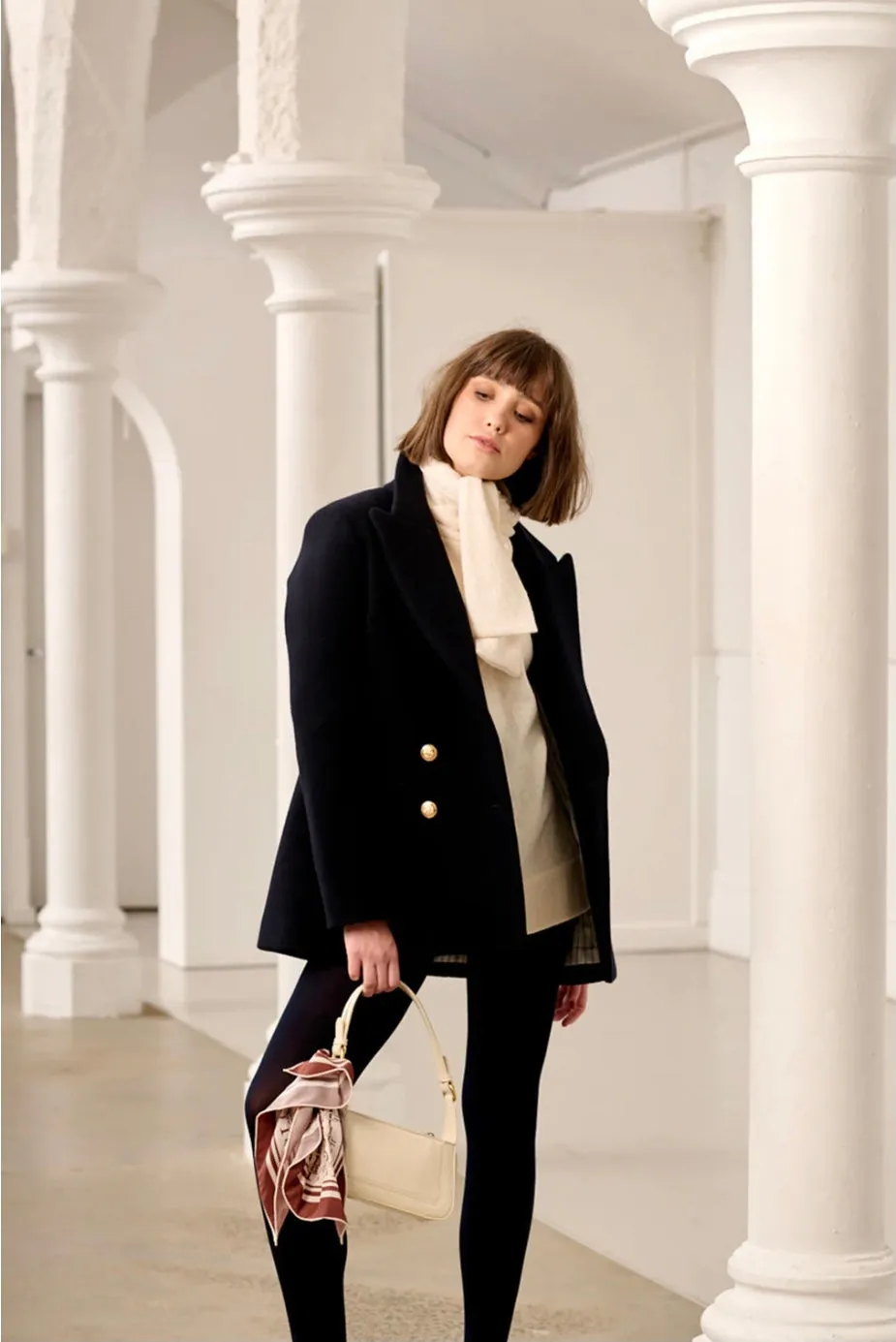 La Coveture Raffaella Reefer Coat Jacket - Navy