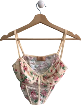 Love Triangle Beige Floral Bodysuit UK S