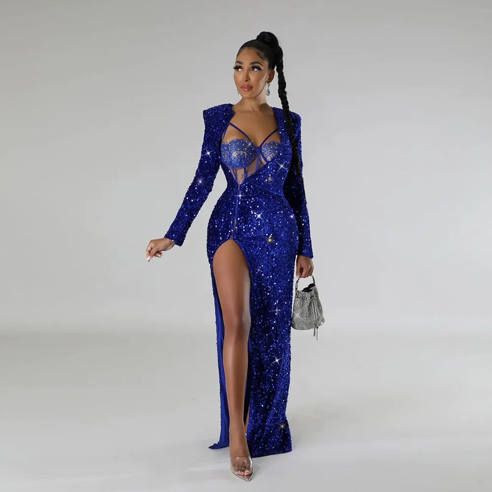 MALYBGG Sleeveless High-Slit Long Dress with Sexy Dress Set 900855LY