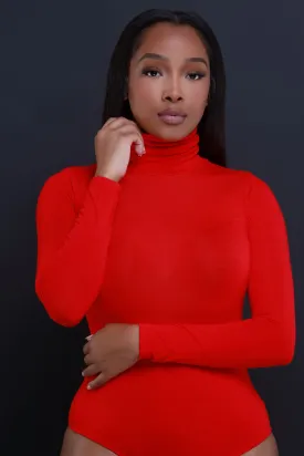 Maneater Turtleneck Bodysuit - Ruby
