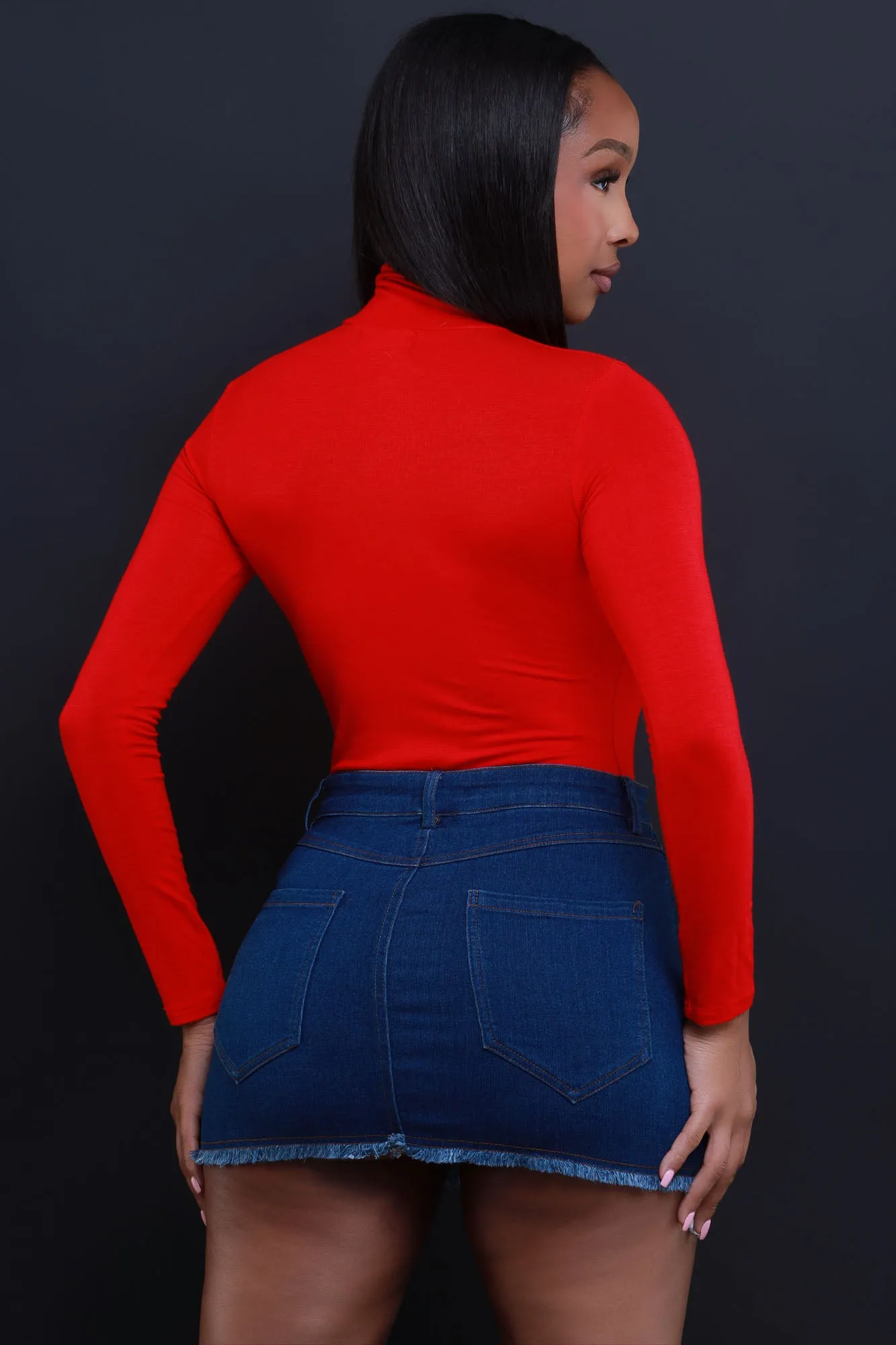Maneater Turtleneck Bodysuit - Ruby