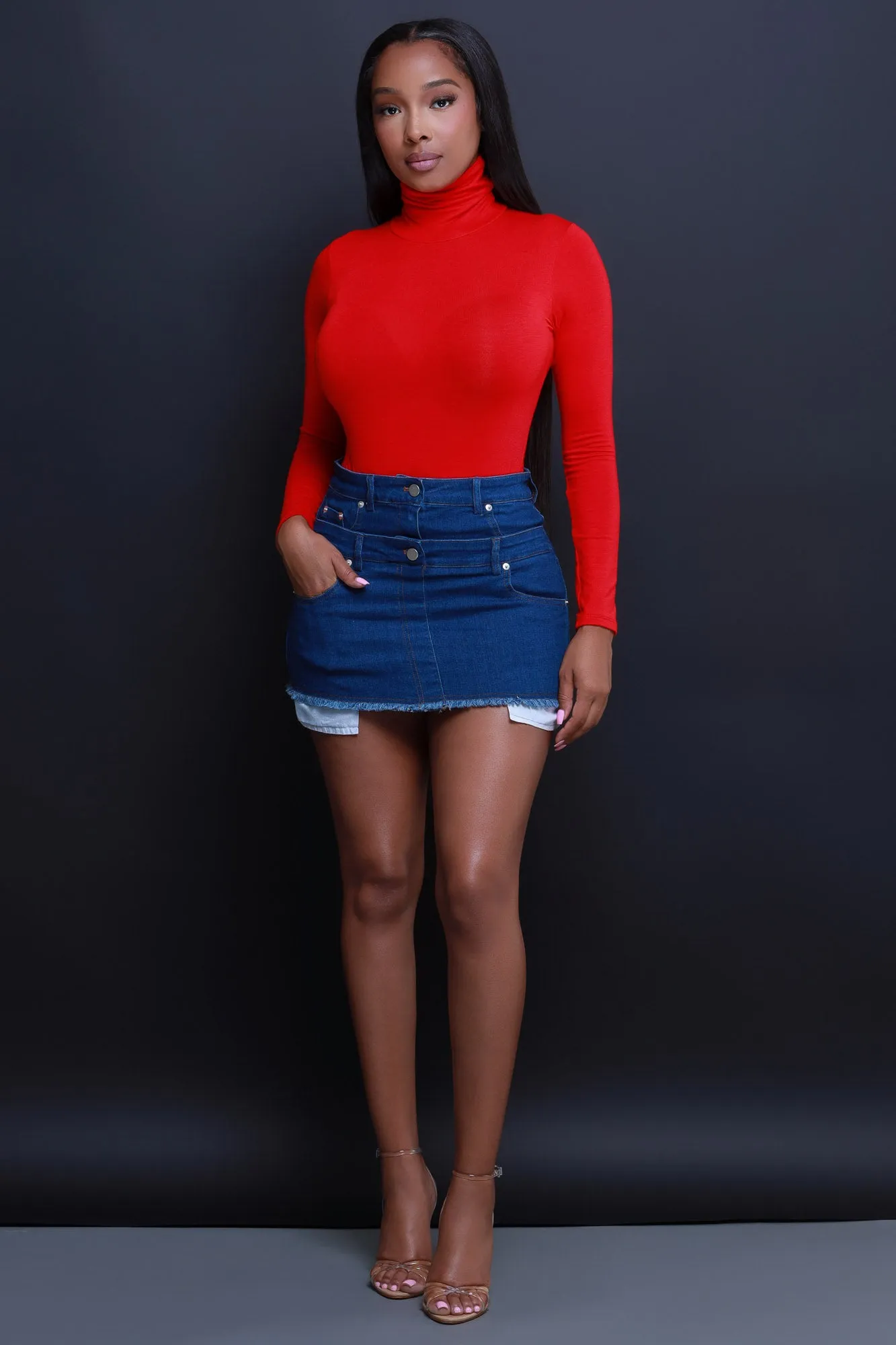 Maneater Turtleneck Bodysuit - Ruby