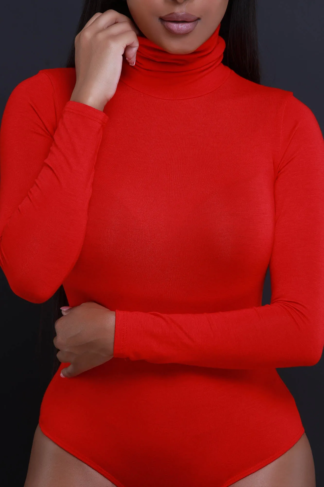 Maneater Turtleneck Bodysuit - Ruby