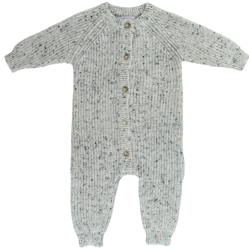 Mebie Baby - Chunky Knit Romper in Heather Grey