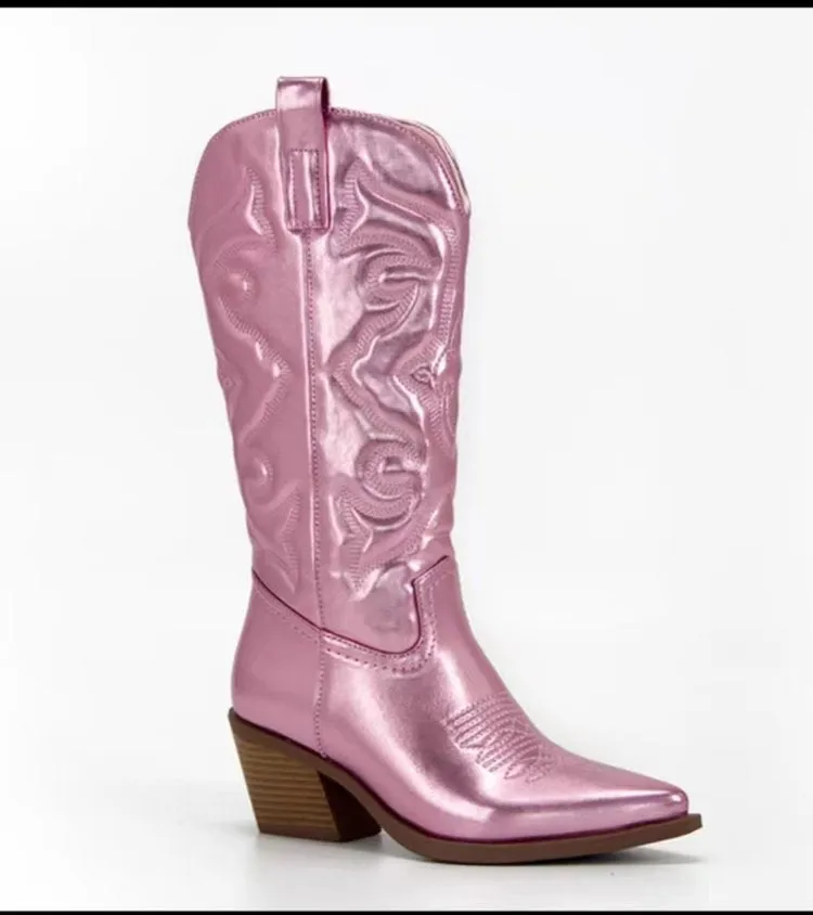 Mid-Tube Solid Color Pointed Toe Chunky Heel Martin Boots Wholesale Women'S Clothing