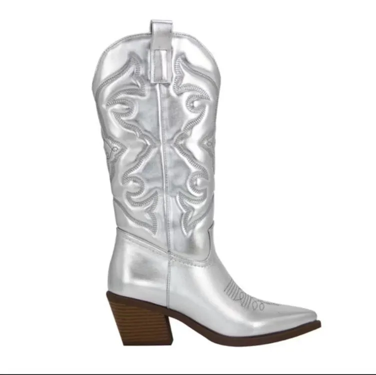 Mid-Tube Solid Color Pointed Toe Chunky Heel Martin Boots Wholesale Women'S Clothing