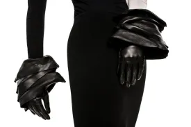 Molly 2 - Women's Silk Lined Leather Gloves with Tiered Cuff