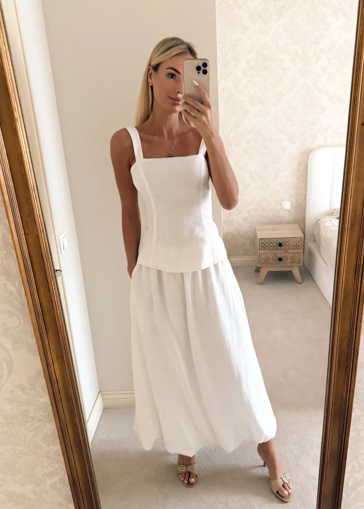 Odile Linen Bubble Maxi Skirt