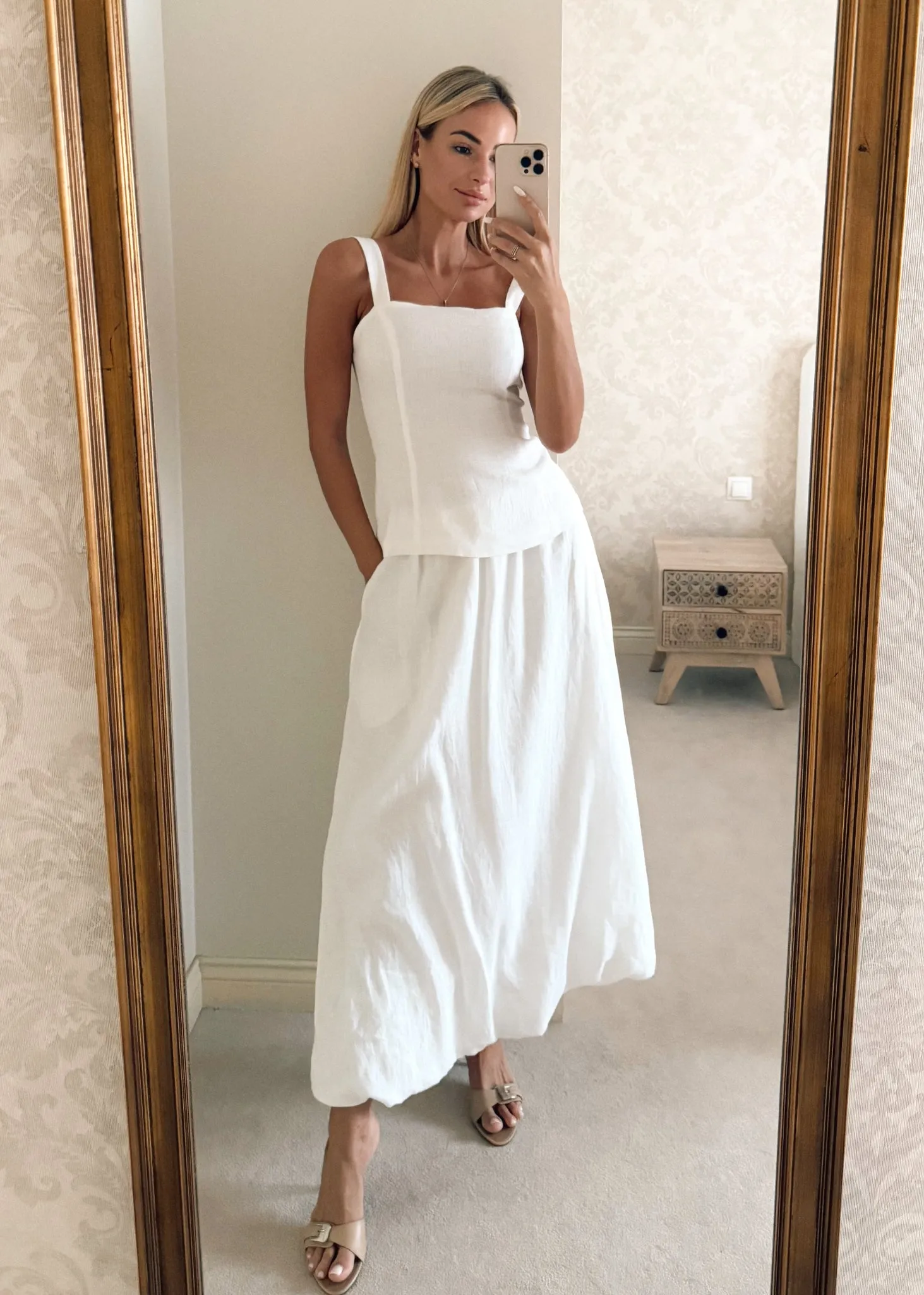 Odile Linen Bubble Maxi Skirt