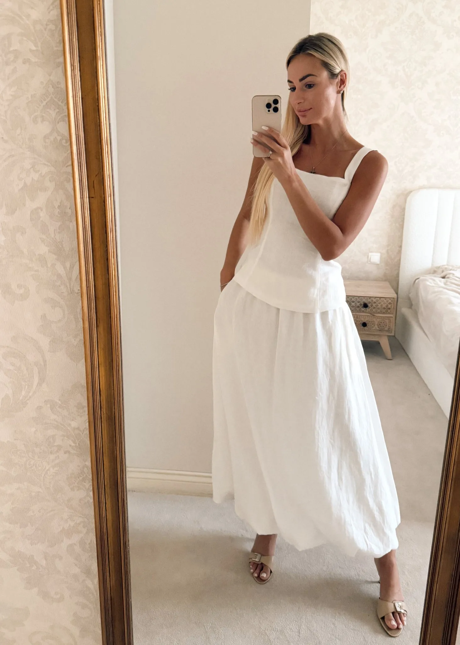 Odile Linen Bubble Maxi Skirt
